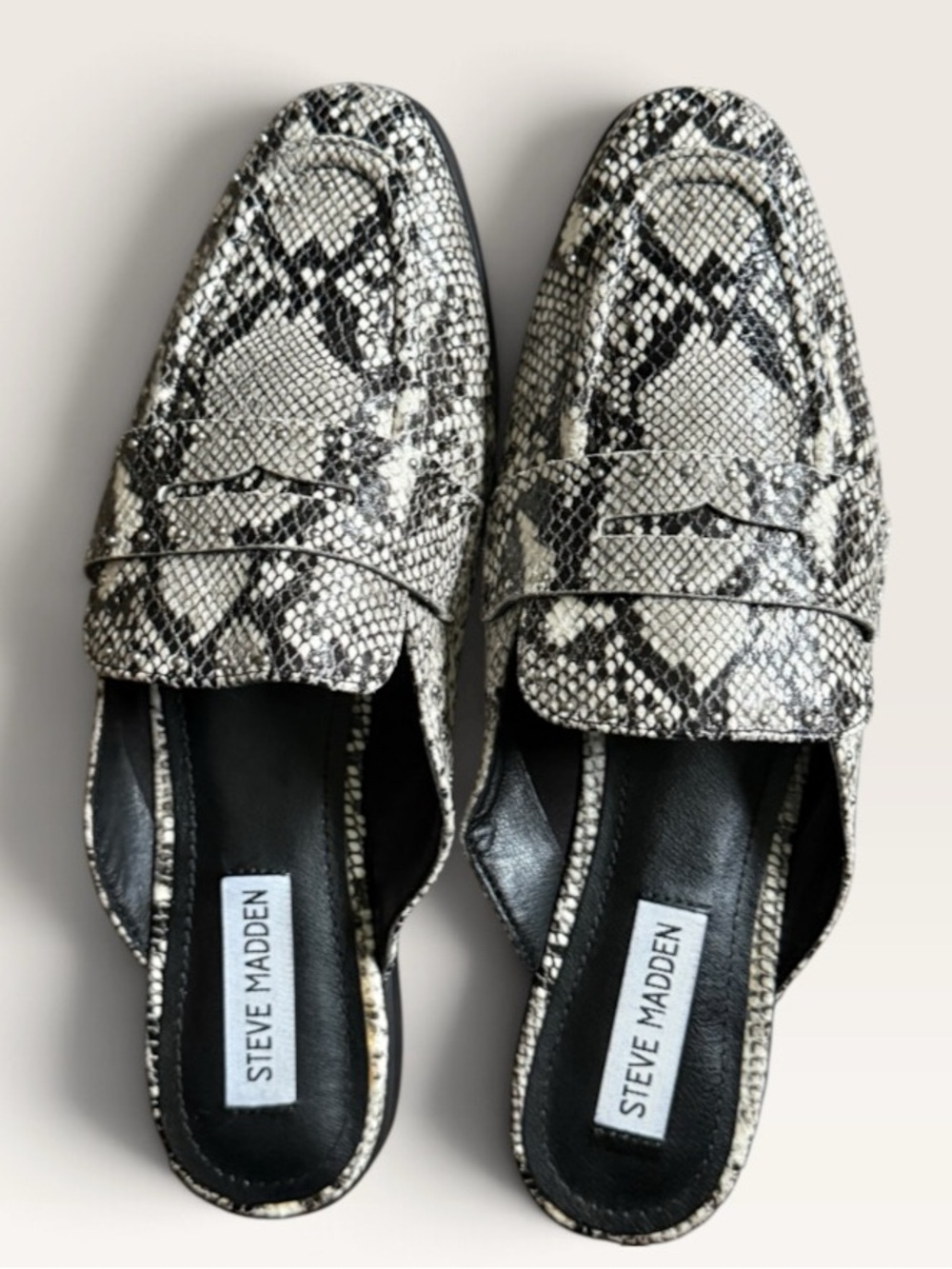 STEVE MADDEN Kendle Mule Snake Print Mules Black & Cream US 8M Women - Picture 5 of 12